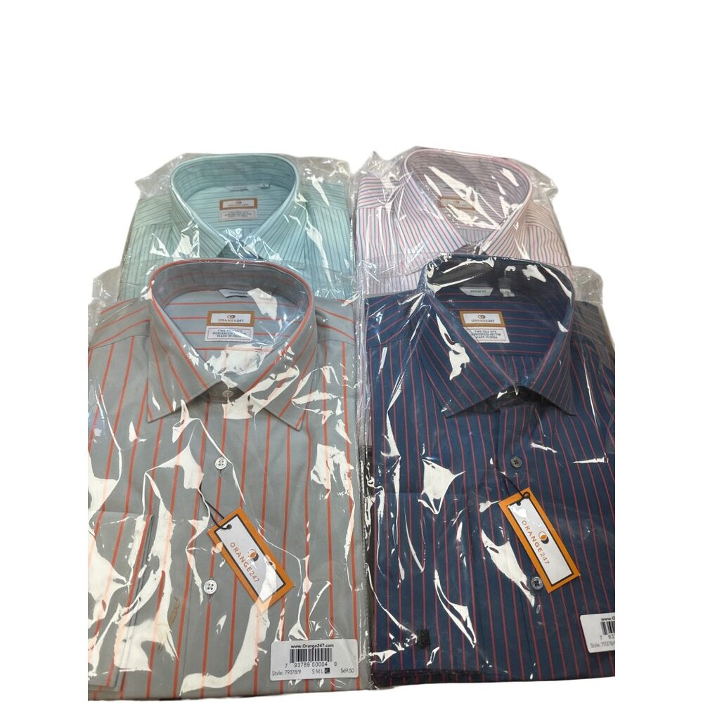 Orange247 Mens Long Sleeve Pinstripe Dress Shirt Set Of 4 XL 17-17.5 SKU 6876
